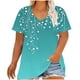 thumbnail image 1 of Camisetas Casuales de las Mujeres Más Tamaño V-Cuello Impresión Manga Corta Color Sólido Base de Verano Superior, Ligero para Diario, 1 of 9
