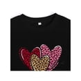 thumbnail image 3 of Camiseta informal de algodón de manga corta con estampado de corazón de leopardo para San Valentín para mujer, cuello redondo, 3 of 6