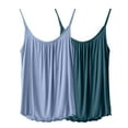 thumbnail image 4 of QUINDOS 2 Pack Womens Tank Tops Athletic Summer Camisoles for Women Pack Yoga MultiPack Spaghetti Strap Sleeveless Crew Neck Cami Tops Ruffle Solid Color Loose Undershirts, 4 of 4