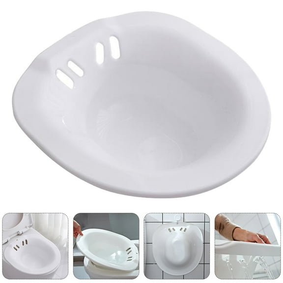 NICEXMAS 1Pc Plastic Sitz Bath White Foldable Bath Seat Fits Most Toilets Comfortable Design
