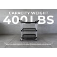 thumbnail image 2 of Heavy-Duty 3 Tier Utility Push Cart with Wheels | Multipurpose Rolling Storage Trolley | Capacity 400 lbs. | Black, 2 of 8