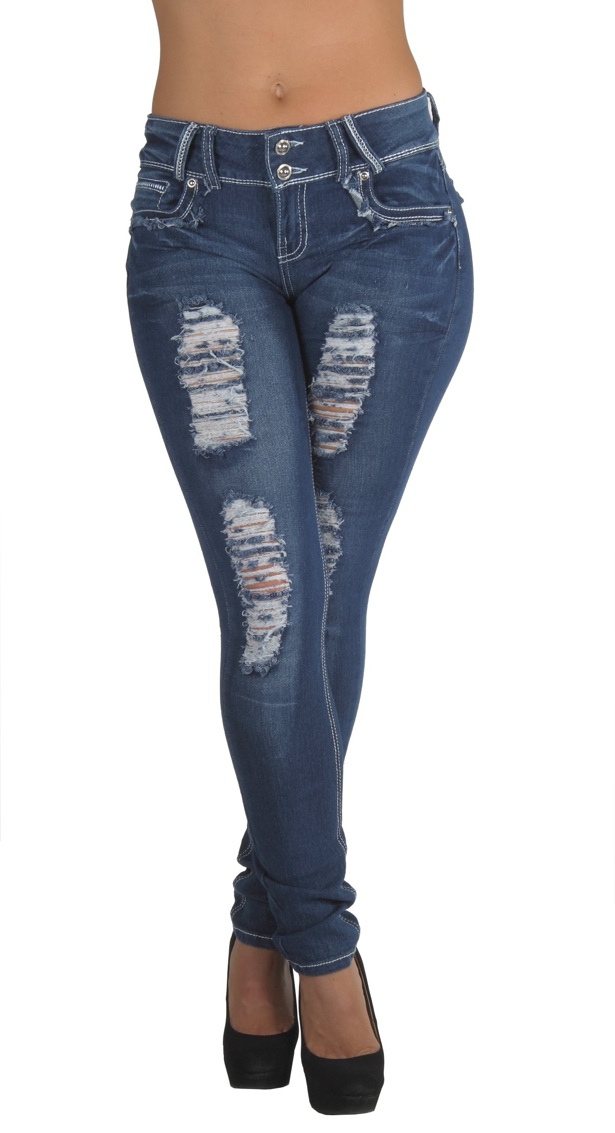 Destroyed Skinny Jeans Style N596R-SK  Classic Design Ripped Distressed
