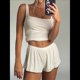 thumbnail image 4 of Conjunto de Verano para Mujer: Top Corto de Punto Acanalado y Pantalones Cortos con Bolsillo para Vacaciones. XL, 4 of 8