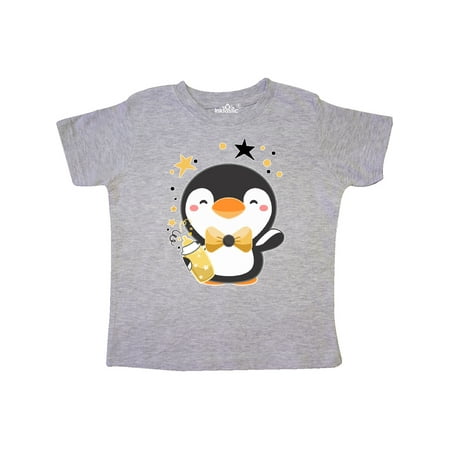 

Inktastic New Year s Baby Penguin in Bow Tie with Bottle Gift Toddler Boy or Toddler Girl T-Shirt