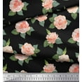 thumbnail image 2 of Soimoi Black Cotton Duck Fabric Leaves & Faith Rose Floral Decor Fabric Printed Yard 44 Inch Wide, 2 of 3