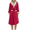thumbnail image 2 of Batas para mujer, bata de baño lisa con vendaje, pijama largo, ropa de dormir con bolsillo en la cintura y cinturones., 2 of 4