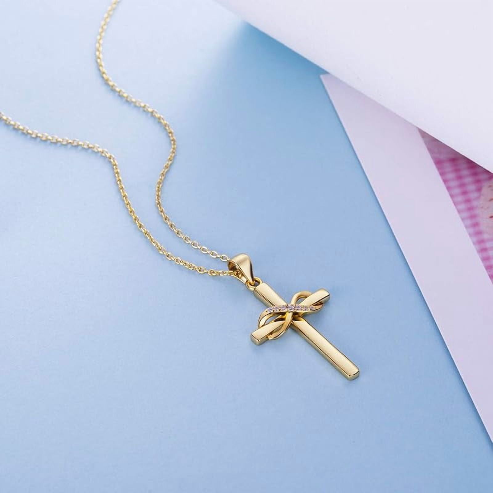 925 Sterling Silver Cross Necklace for Women Infinity Necklace 14K Rose Gold Plated Necklaces for Easter or Mother's Day