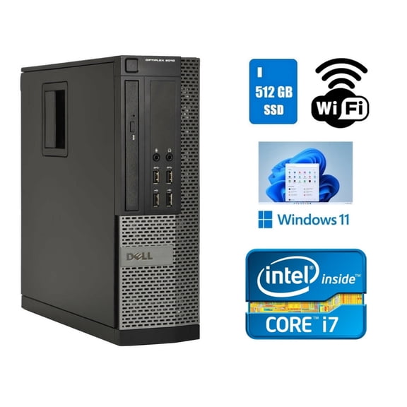 Restored Dell OptiPlex 9010 SFF Computer Desktop Core i7 16GB Ram 512 SSD Wi- Fi Windows 11 Pro (Refurbished)