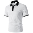 thumbnail image 2 of FRSASU Men's Knit Polo Shirts Short Sleeve Button Casual Slim Fit Golf Polo Contrast Color Summer Cotton T-Shirts White, 2 of 4