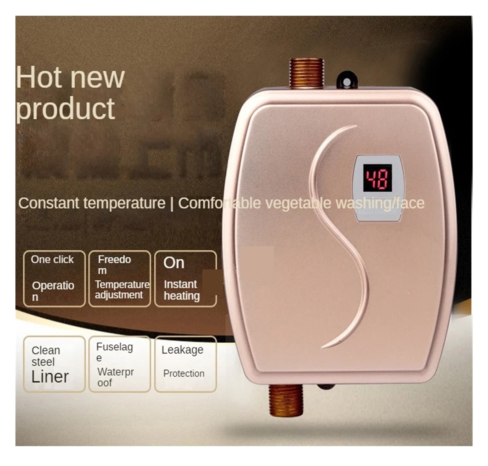 3400W Electric Water Heater Instantaneous Tankless Instant Hot Water Heater Kitchen Bathroom Shower Flow Water Boiler ,Safety Protections