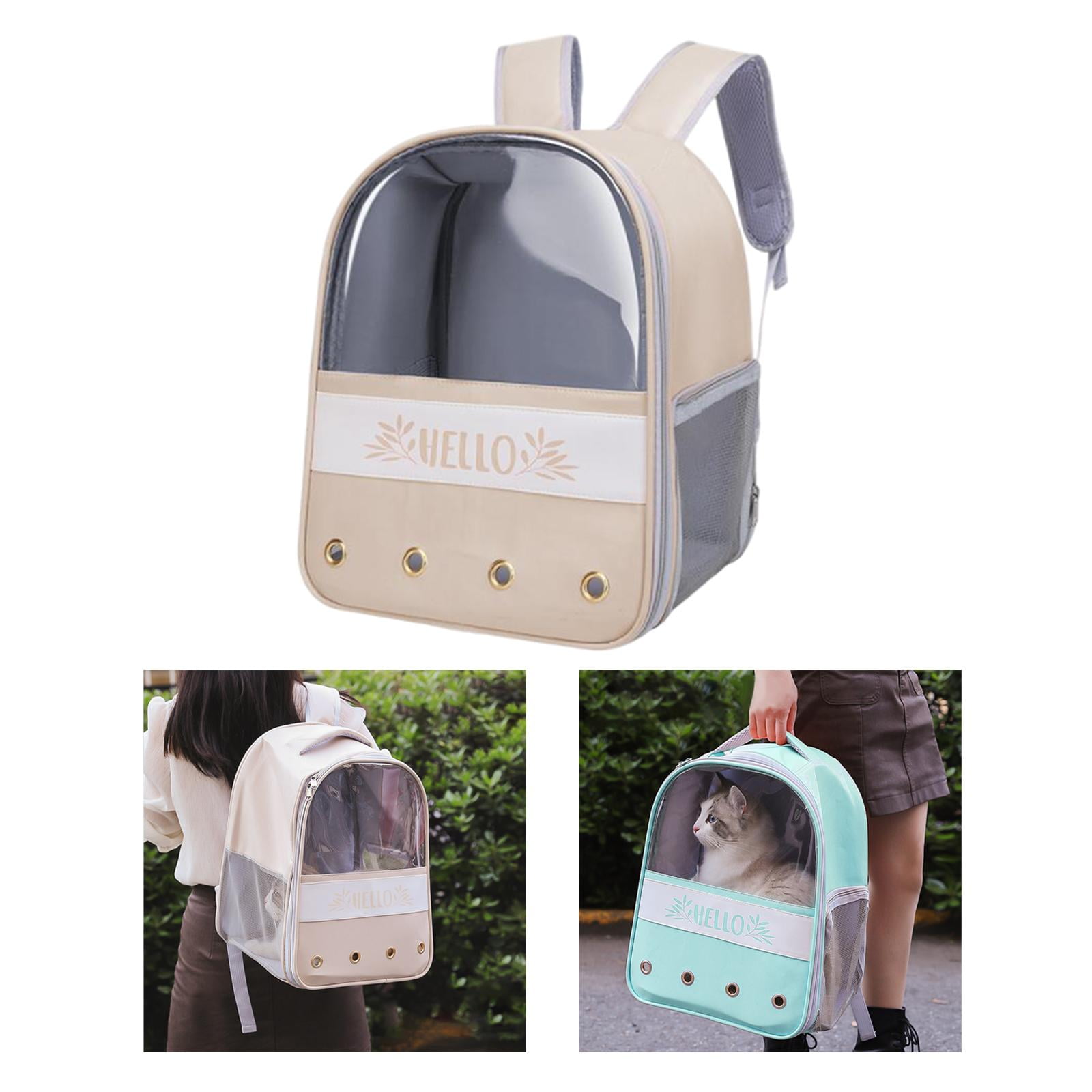 Bvdfgk Carrier Backpack Travel Bag dog Tote Handbag Cage Breathable Portable for Kitty C-Khaki