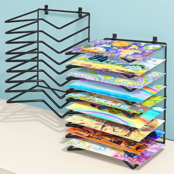 SWOEBTH 2 Pack Art Drying Rack with 9 Shelves Each, Mount and Desktop Stand for and Art Studio
