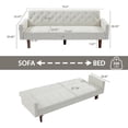 thumbnail image 2 of 74" Linen Futon Sofa Bed, Adjustable Backrest Convertible Loveseat Sleeper Couch with Tapered Wood Legs for Small Space Living Room, Beige, 2 of 6