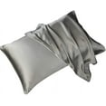 thumbnail image 2 of Nvzi 2 Pack 100% Silk Pillowcases for Hair and Skin 19 Momme Silk Bed Pillowcases with Envelope Closure (Queen Size, Light Grey), 2 of 2