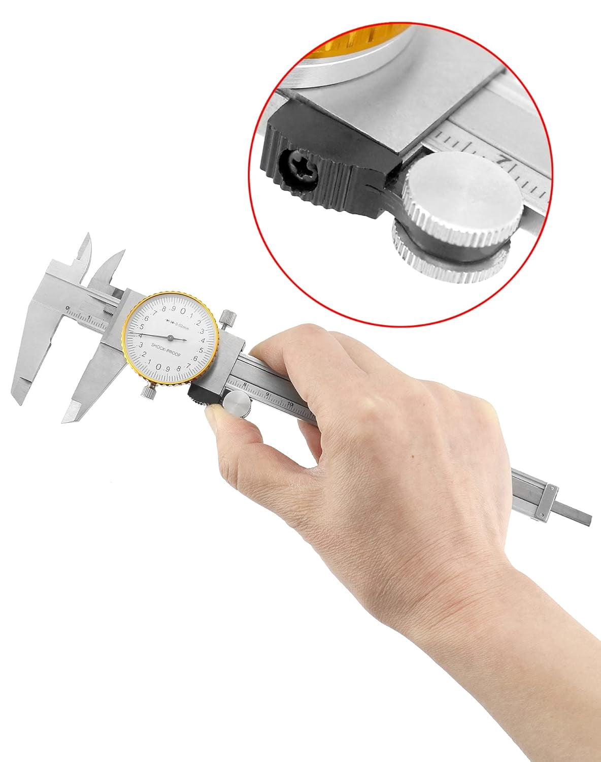 Dial Calipers, 0-15cm Caliper Measuring Tool, 0.02mm Graduation Interval, Shockproof Measuring Micrometer Vernier Caliper