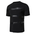 thumbnail image 3 of Tbopshirt Summer Tops,Men's Leather Patchwork Short Sleeved T-shirt Round Neck Pullover Short Sleeved Fashionable Casual T-shirt Top Blouses, 3 of 4