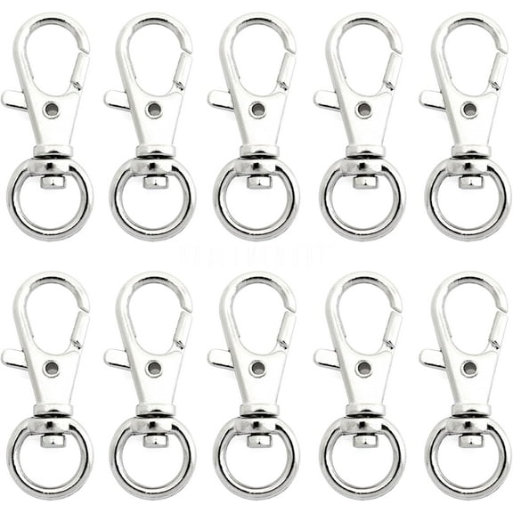 50 pcs Swivel Clasps Lanyard Clips Snap Hook Metal Lobster Claw Clasp PLTN (Silver)
