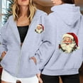 thumbnail image 3 of Christmas Hoodies for Women 2025 Long Sleeve Zip Up Santa Claus Graphic Hooded Sweatshirt with Pockets Jacket Coat, 3 of 7