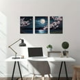 thumbnail image 2 of 3pcs Cherry Blossom Moon Lake Canvas Wall Art Set, Japanese Aesthetic Floral Landscape Prints, Frameless Decor for Living Room, Bedroom, Kitchen, Office - Nature-Inspired Artwork, 2 of 4
