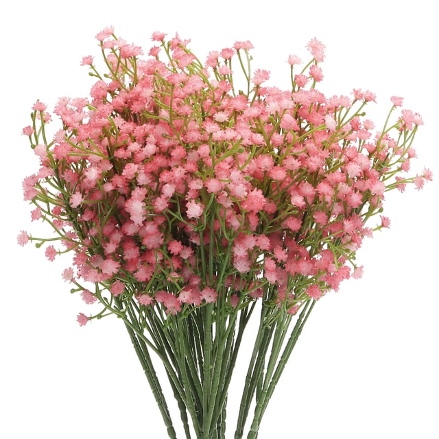 Flores Artificiales de Gypsophila Rosa Unique Bargains 3 Ramas 15 Piezas Tacto Real