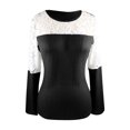 thumbnail image 5 of gakvbuo Sweaters For Women Fall Fashion 2022 Pullover Sweatshirts Tunic T-Shirts Womens Round Neck Solid Color Patchwork Lace Top Long Sleeve Long Sleeve Round Neck Top/Shirt, 5 of 9