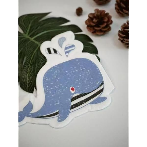WONIMA02 100 Pcs under the sea party decorations Whale Napkins,Ocean Birthday Supplies Cocktail Beverage Napkins,for Underwater World Whale Theme Birthday Baby Shower Decorations,Serves 100