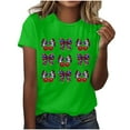 thumbnail image 3 of UPPADA July 4th Shirts for Women Summer American Flag Tops Graphic Independence Day Tee Tops Usa Flag Star Stripes Printed Patriotic T-Shirt Top,Womens Printed T Shirts Green,M, 3 of 4