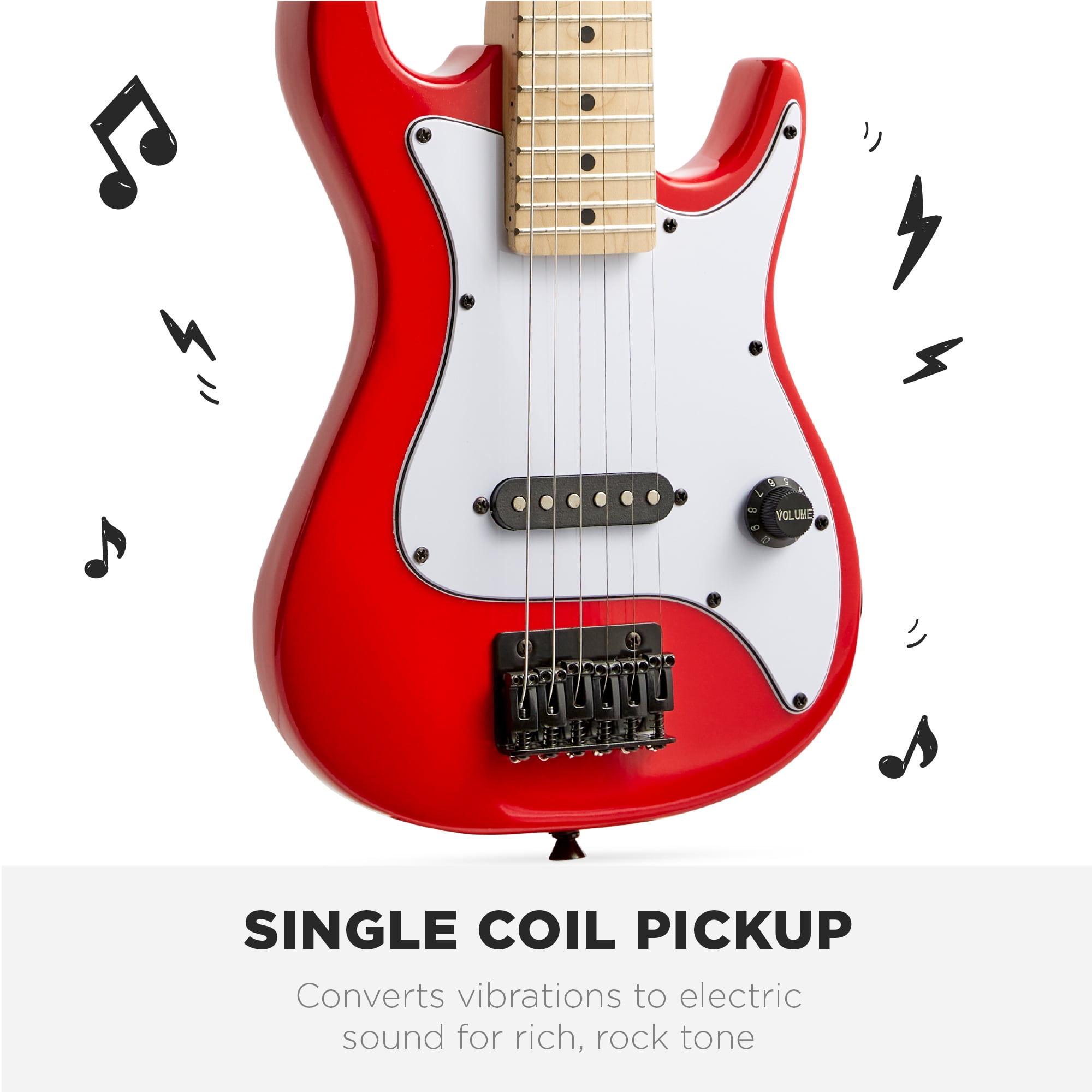 Best Choice Products 30in Kids Electric Guitar Beginner Starter Kit w/ 5W Amplifier, Strap, Case - Metallic Red