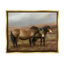 Stupell Industries Horses Dark Country Field Animals & Insects Painting Gold Floater Framed Art Print Wall Art