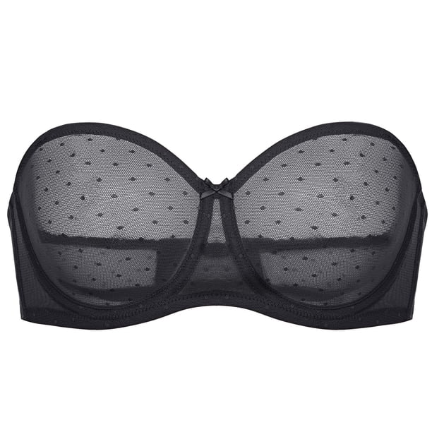 Sostén DOBREVA 34E Transparente Sin Tirantes con Aros Talla Grande Negro