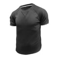 thumbnail image 3 of Men's casual fashion short-sleeved ribbed T-shirt round neck thin slim T-shirt summer solid color top, 3 of 7