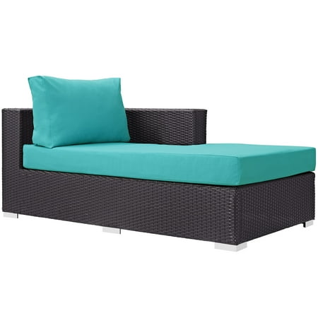 Modern Outdoor Chaise Lounge Modern Contemporary Urban Design Outdoor Patio Balcony Right Arm Chaise Lounge Chair, Blue, Rattan ()