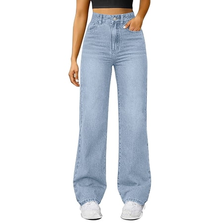 Outfmvch Baggy Jeans Women Bell Bottom Jeans for Women Flare Jeans for Women Jeans Baggy Jeans for Women Drawstring Jeans Women Wide Leg Jeans for Women Blue 2 4xl