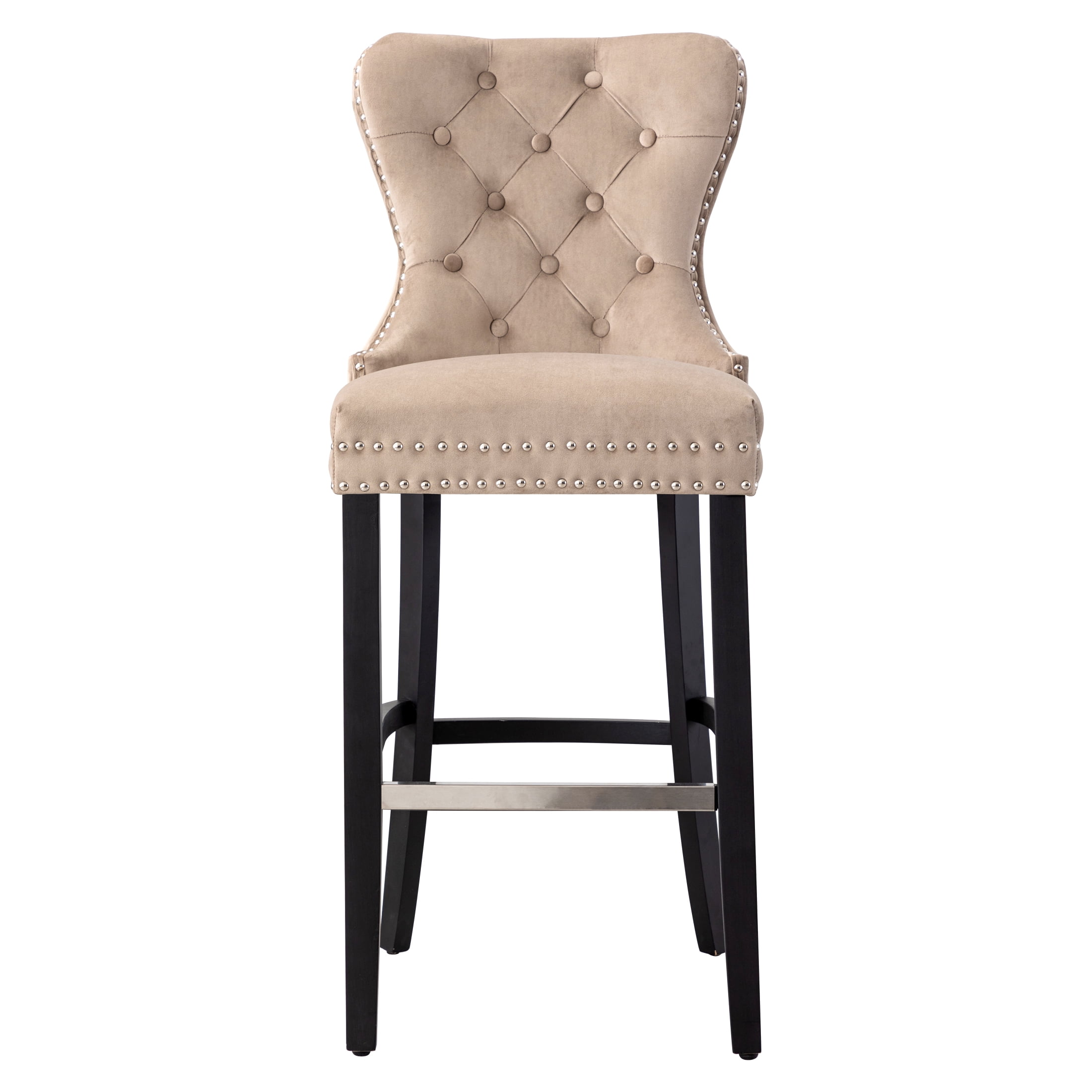 Westin Outdoor 29" Tufted Velvet Counter Stool, Black/Velvet Taupe