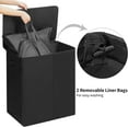 thumbnail image 4 of 154L Double Laundry Hamper with Lid and Removable Laundry Bags, Large Dirty Clothes Hamper 2 section Collapsible Laundry Basket Dorm Room Storage for Bedroom, Bathroom, College, Black, 4 of 7