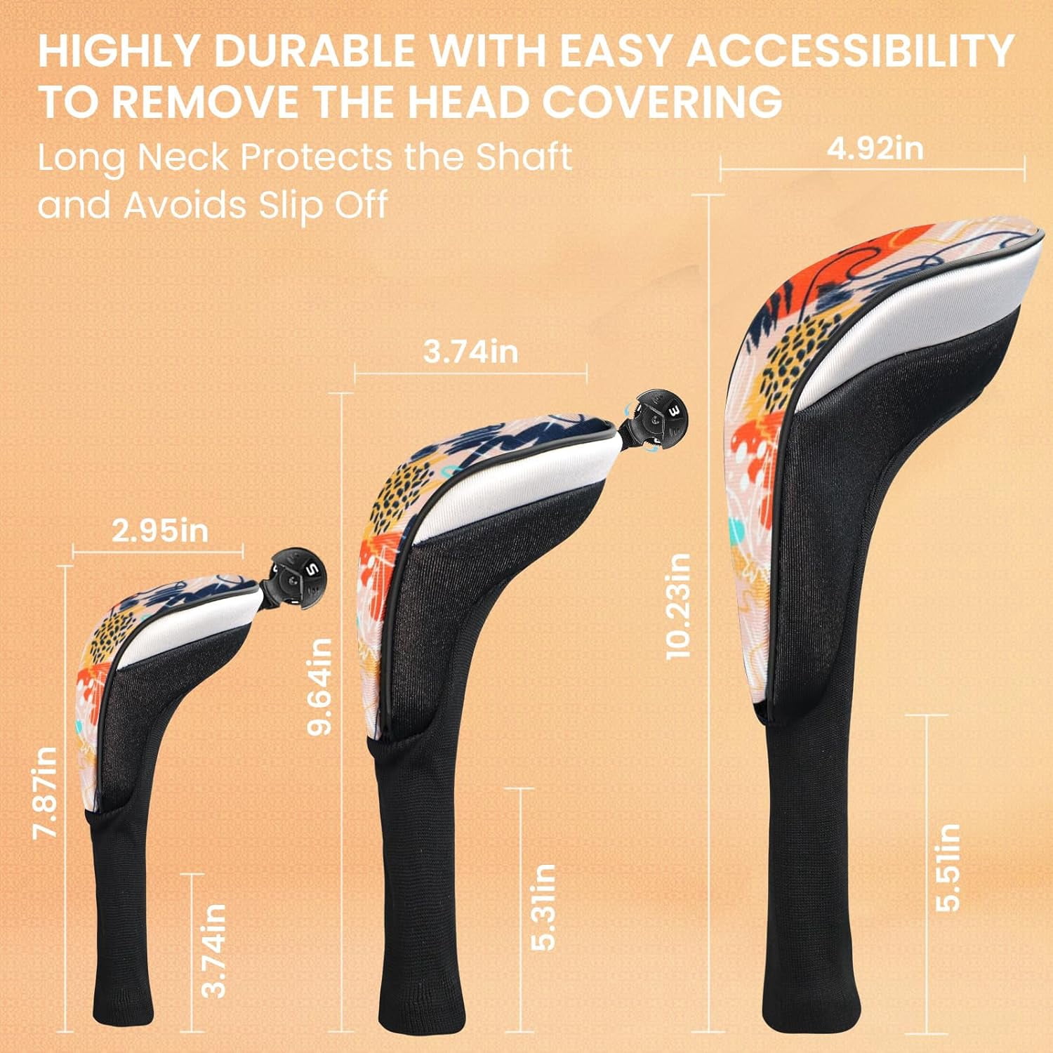 Golf Club Head Covers Woods Driver Fairway Hybrid 3/4/5 Set, Headcovers Men 1 3 5 7 X Interchangeable Number Tag, Fit All Wood Clubs