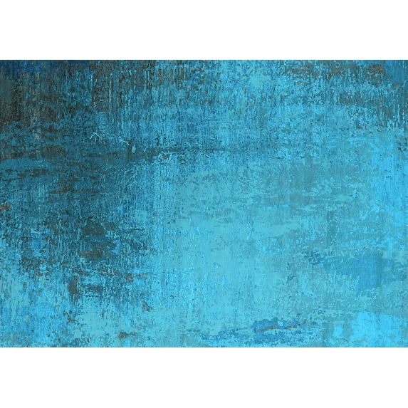 Ahgly Company Indoor Rectangle Oriental Light Blue Industrial Area Rugs, 7' x 9'