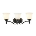 thumbnail image 3 of Aspen Creative 62022-1, Three-Light Metal Bathroom Vanity Wall Light Fixture, 23" Wide, Transitional Design in Oil Rubbed Bronze with Frosted Glass Shade, 3 of 6