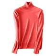 thumbnail image 4 of Mock Neck Tops for Women Long Sleeve Dressy Casual Lightweight Basic Knitted Pullover Sweater Watermelon Red L, 4 of 4
