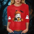 thumbnail image 3 of Towmus Womens Halloween Shirts Cute Ghosts Graphic Crewneck 3/4 Sleeve Tops Elbow Length Print Tees, 3 of 4