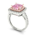 thumbnail image 2 of 2.07 ct Princess Cut Simulated Pink Diamond with Simulated Diamond Halo Accents 14K White/Rose Gold Womens Engagement Ring, 2 of 8