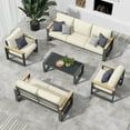 thumbnail image 5 of Mayincolor Aluminum Patio Furniture, 7-Seats Metal Outdoor Furniture Set with Coffee Table, Modern Patio Sofa Sets Outdoor Conversation Set for Pool Garden Porch Backyard, Beige, 5 of 10