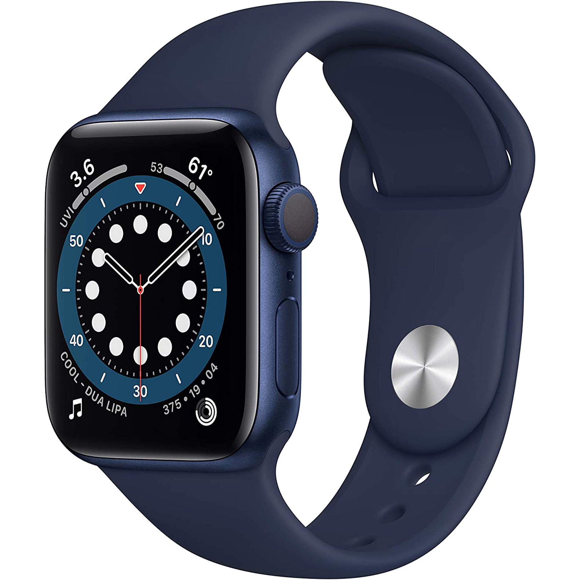 Apple Watch Series 6 (GPS, 44mm) Blue Case + Navy Sport Band - Renewed