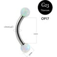 thumbnail image 2 of 16G G23 Implant Grade Titanium Internally Threaded 3mm/4mm Prong Set CZ Opal Ends Cartilage Helix Daith Rook Eyebrow Curved Barbell Navel 8-12mm, 2 of 5
