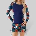 thumbnail image 2 of oqasdz Girls Swimsuit Toddler Kids Swimwear Long Sleeve Floral Printed High Waist Bathing Suit for Beachwear Pool Summer Outdoor Size 14 Y-15 Y, 2 of 4