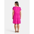 thumbnail image 2 of Time and Tru Women's Tiered Cotton Dress with Short Sleeves, Sizes XS-XXXL, 2 of 4