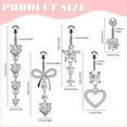 thumbnail image 2 of Bocaoying 5 Pcs Belly Button Ring Pendants, Belly Button Piercing Jewelry, Dangle Belly Button Rings, Stainless Steel Belly Rings for Women, Cute Heart-Shaped Bow Flower Pregnancy Belly Rings, 2 of 7