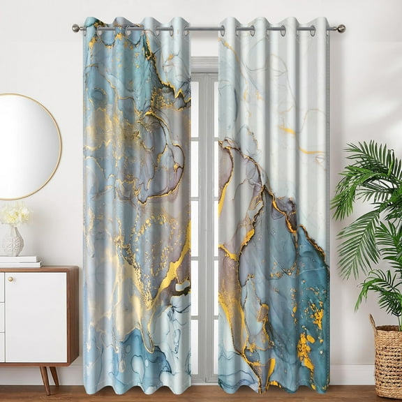 SUNOLIFE Forest Blackout Curtains 2 Panels 63 Inch Green Mountains Window Curtains for Living Room Bedroom