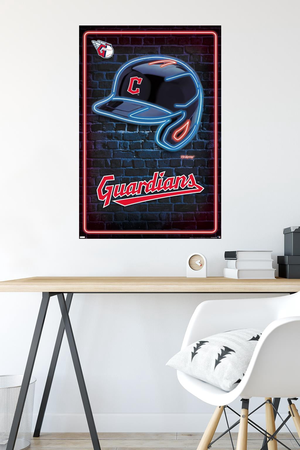 MLB Cleveland Guardians - Neon Helmet 23 Wall Poster, 22.375" x 34"