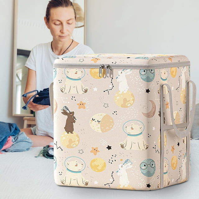 Large Storage Bag for Quilts, Comforters, Clothes, Moving, Foldable Oxford Cloth Storage Bag with Handles, Water Resistant, Dustproof, Space Saving, Home Organization